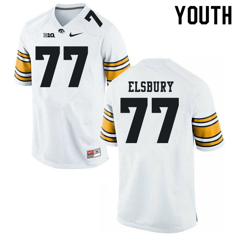 Youth #77 Tyler Elsbury Iowa Hawkeyes College Football Jerseys Sale-White - Click Image to Close
